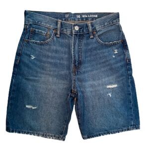 NWT Gap Teen ‘90s Loose Jean Shorts Distressed Size 16
